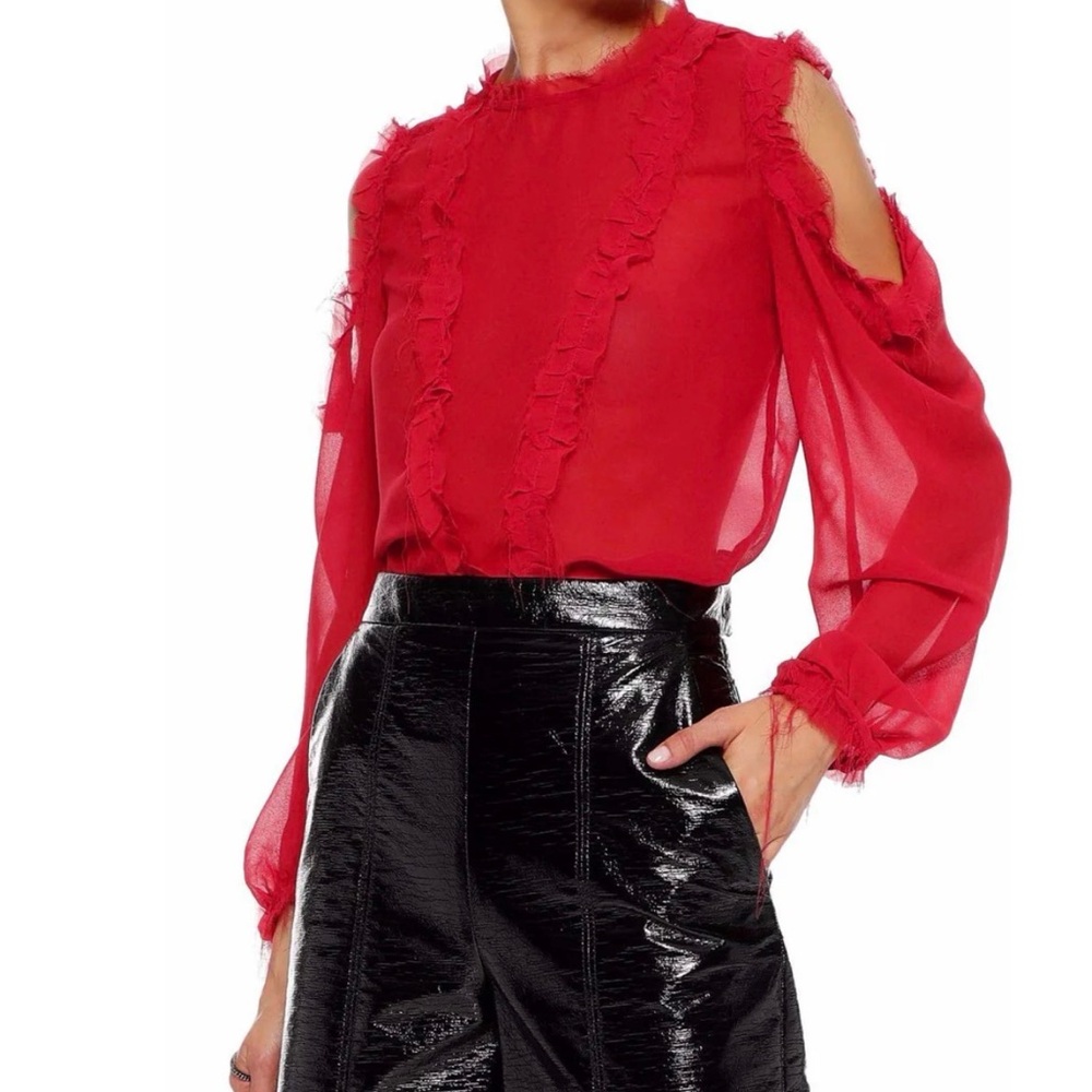 Walter Baker Vibrant Red Ruffle Blouse